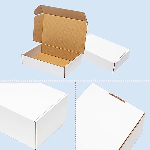 Wowxyz Shipping Boxes 7x5x2" 25 Pack - White Corrugated Cardboard Box Mailers for Small Business, Literature Mailer Box Pa...