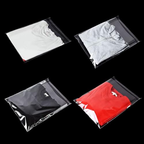 Clear Resealable Cellophane Plastic Bags Self Adhesive for Packaging Shirts, Clothing and Products,100 Pcs 10x14 Inches Se...