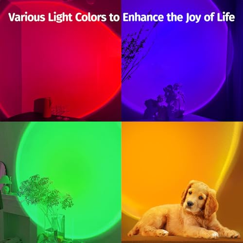 Neroupe Sunset Lamp Projector with APP & Button Control, 360 Degree Rotation Multiple Colors Changing LED Lamp Night Ligh...