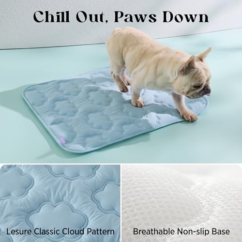 LE SURE Dog Cooling Mat for Small Dogs - QMAX>0.5 Breathable Thin Cool Crate Pad for Cat with Chill Fiber and Innovative M...