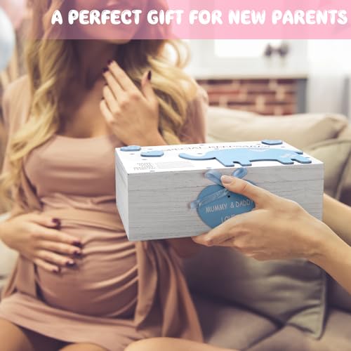 Soaoo 3D Wooden Baby Boys Memories Keepsake Box Baby Girls Elephant First Keepsake Box New Parent Newborn Baptismal Birthd...