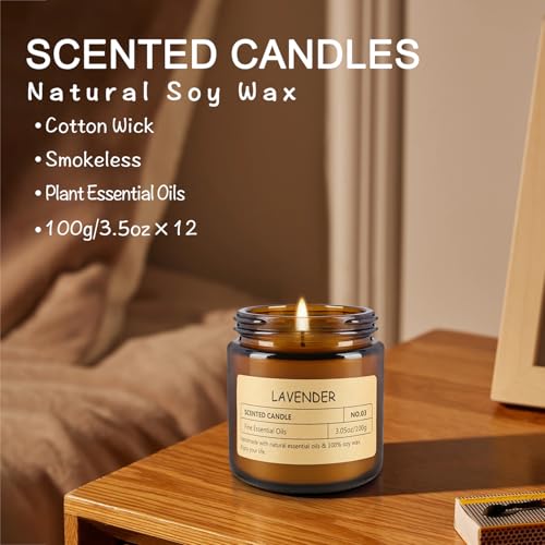 12Pack Scented Candle Set - Aromatherapy Candle Gift Set – Long Lasting Jar Candles for Men| Women, Ideal for Birthdays, M...
