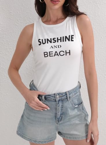 Womens Summer Tops Crewneck Sleeveless Tunic Shirts Beach Essentials Basic Tees