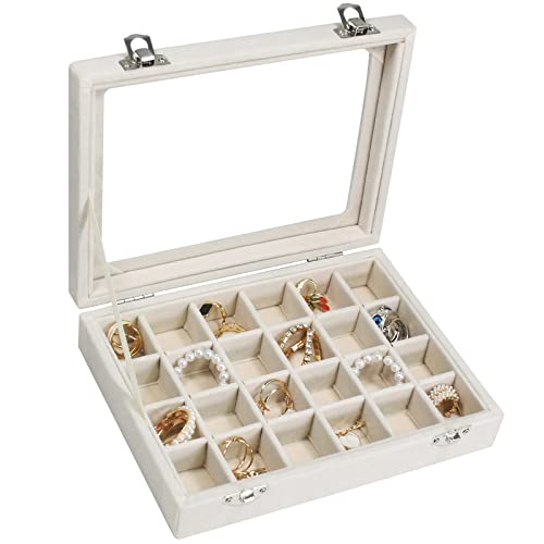Vicoter Velvet Jewelry Box 24 Grid Jewelry Ring Display Organiser Box Tray Holder Earrings Storage Case for Girls Wife Mom...