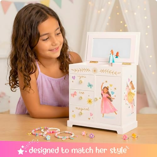 Giggle & Honey® Princess Musical Jewelry Box for Girls Kids Music Box with Drawers, Fairytale Gifts for Girls Birthday, Pr...