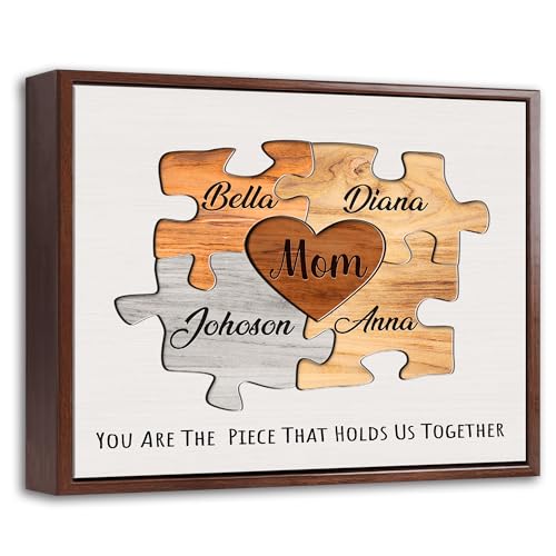 Personalized Mothers Day Idea Gifts for Mom from Daughter Son Kids Husband Custom Puzzles Sign Canvas Prints with Names fo...