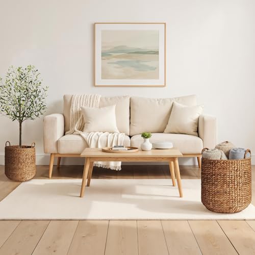 Best Choice Products 2-Piece Round Nesting Baskets W/Handles, Handwoven Water Hyacinth, Plant Holder, Laundry Basket, Stor...
