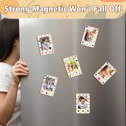 Yalikop 12 Pack Mini Wooden Picture Frames for Crafts Unfinished Magnetic Picture Photo Frame Kit with 12 Watercolor Penci...