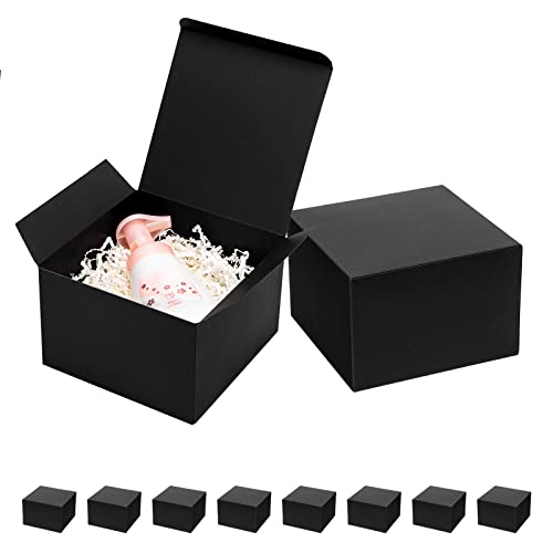 Mcfleet Black Gift Boxes with Lids 6x6x4 Inches 10 Pack Groomsmen Proposal Cardboard Craft Small Gift Box for Christmas, W...