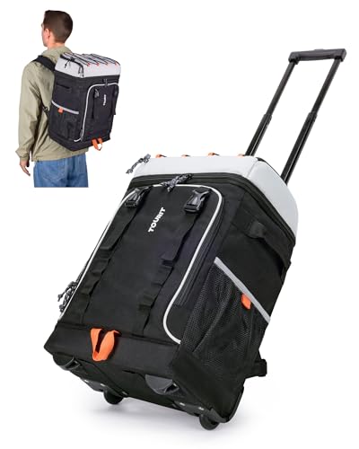 TOURIT 50-Can Rolling Backpack, Double Deck & Dual-Bar Handle Travel Soft Cooler Bag with Wheels, 30L Space Beach Cooler S...