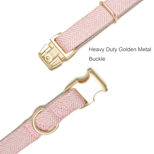 Ewinoom Soft Dog Collar and Leash Set Adjustable Woven Tweed Dog Collars with Metal Buckle and Lead for Small Medium Large...