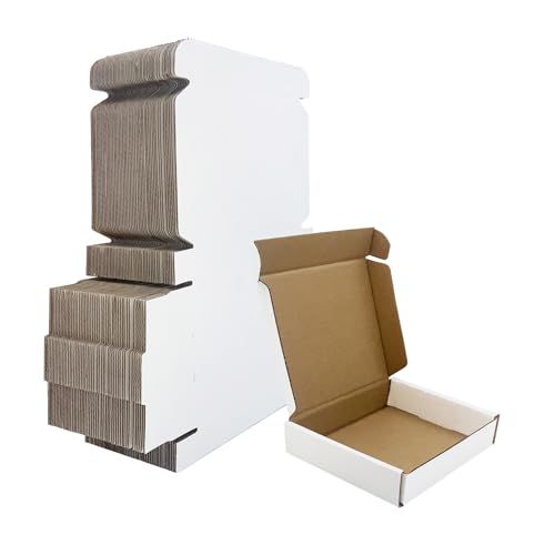 6x5x1 inch White Shipping Boxes 50 Pack, Small Corrugated Cardboard Mailer Boxes Bulk for Packaging Business Mailing Gift，...