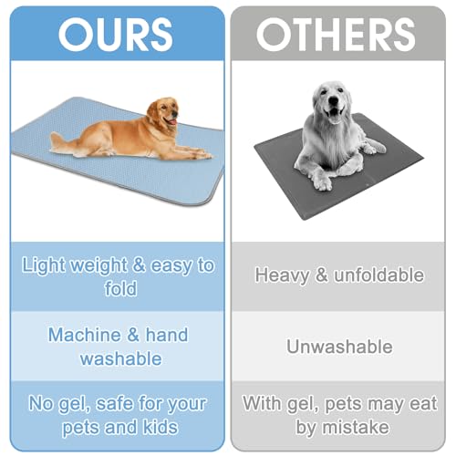 Buvlnee Summer Dog Cooling Mat Washable Ice Silk Self Cool Pad for Small Medium Large Dogs and Cats, Pet Sleeping Pad for ...