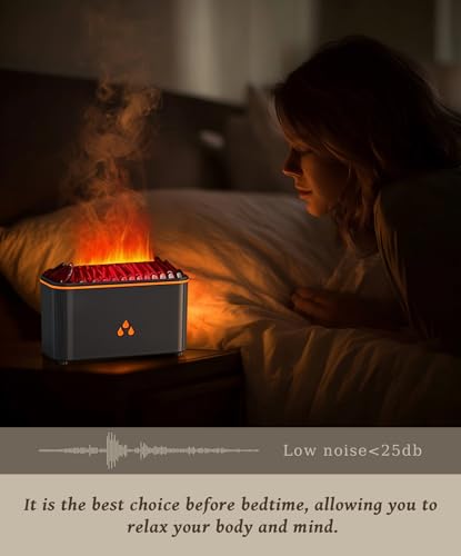 Essential Oil Diffuser, Flame Air Aromatherapy Diffuser, 7 Color Changing Light, Aromatherapy Humidifier with Auto Shut-Of...