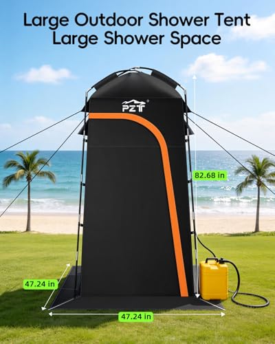 PZT Large Shower Tent, Portable Privacy Tent with Mesh Floor & Carrying Bag, Lightweight & Sturdy, Easy Set Up, Portable C...