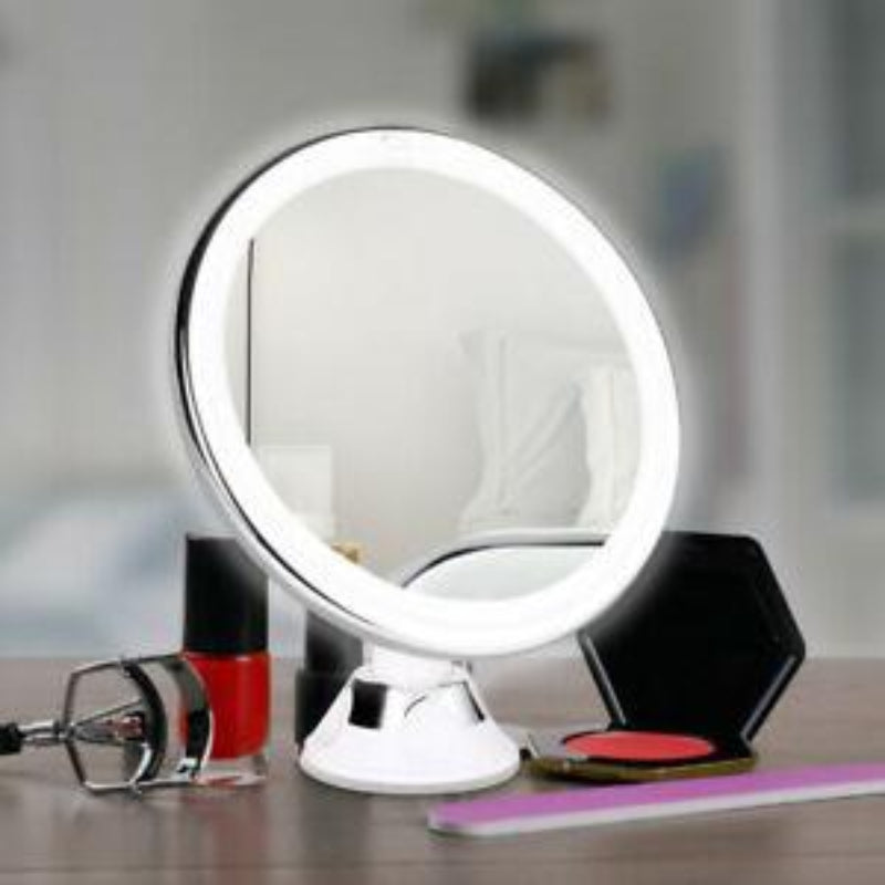 Makeup Mirror With 10X LED Suction Cup Shower Shave Cosmetic