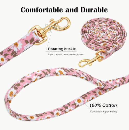 RosyLife No Pull Dog Harness & Leash Set, Adjustable XX-Small, Pink Daisy, Fashionable, Cute, Stylish, Escape Proof, Inclu...