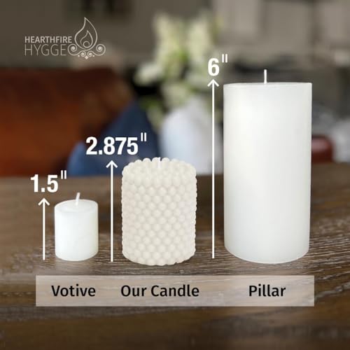 Hearthfire Hygge Bubble Candle Soy Candle Sets | Unscented White Mini Pillars | 25-Hr Burn Time | Trendy Colored Funky Can...