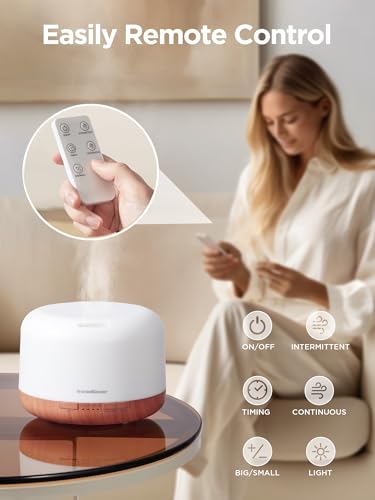 InnoGear 500ml Essential Oil Diffuser with Remote Control, Premium Ultrasonic Aromatherapy Diffusers Mother's Gift Scent H...