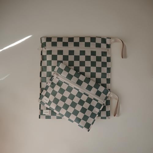 mushie Water Resistant Wet Bags | Large & Small Reusable Storage Bag for Baby Items and Travel | Zippered Pockets with Han...