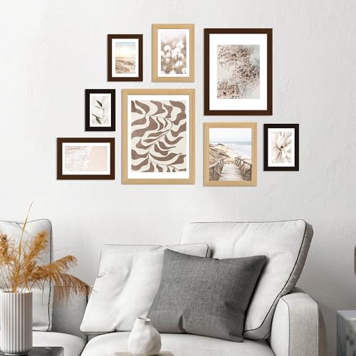 Hongkee 6x9 Oak Wood Picture Frame, Display Photos 5 x 8 with Mat or 6 x 9 without Mat - Tempered Glass Cover, Horizontal ...
