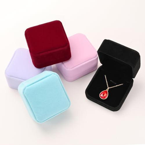 WEIXINDIY Velvet Necklace Pendant Gift Box Jewelry Box Jewelry Display 2.8 x 2.8 x 1.6 inches (Black)