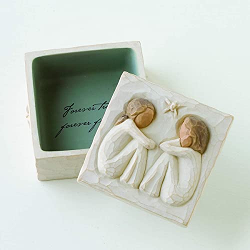 Willow Tree Friendship Keepsake Box, Forever True, Forever Friends, Holds Jewelry and Treasures, Carving of Best Friends o...