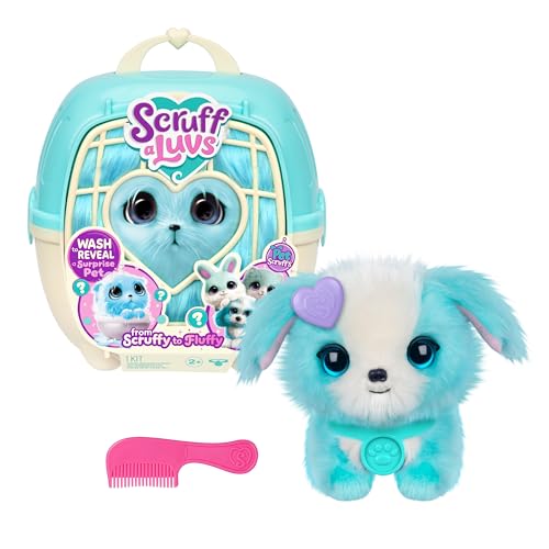 SCRUFFALUVS Blue Surprise Pet, Mystery Plush Toys, Stuffed Animals, Wash to Reveal 1 of 3 Rescue Surprise Toy Pets: Puppy,...