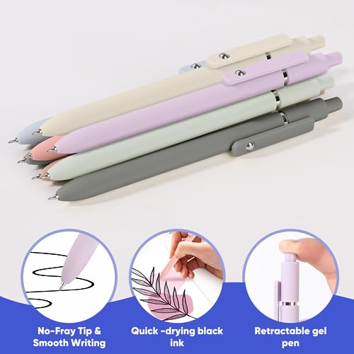 Vanhench 7Pcs 0.5mm Black Ink Gel Pens Fine Point Smooth Writing Quick Dry Pen for Journaling Note Office Desk Nurses Teac...