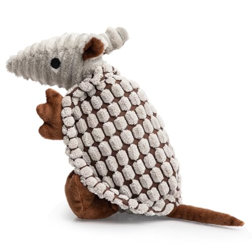 Hollypet Plush Dog Squeaky Toy Stuffed Armadillo Animal Pet Puppy Chew Toys with Clean Teeth for Small Medium Large All Br...