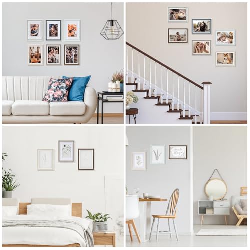 Daofary 4x6 Picture Frame Set of 6, Rustic Farmhouse Photo Frame, Display 3.5x5 with Mat or 4x6 Without Mat for Decorative...