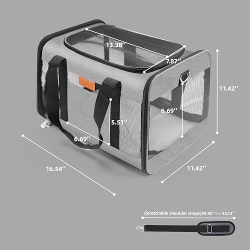 YUNIQUE Soft-Sided Cat & Dog Carrier for Pets Up to 15 Lbs, Airline Approved Collapsible Travel Puppy Carrier with Lightwe...