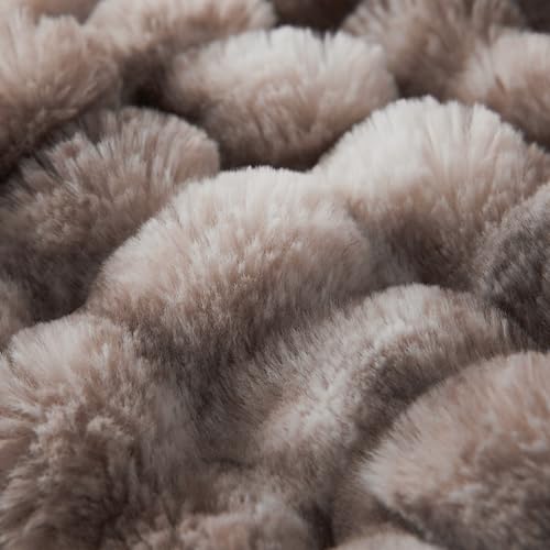 COOVA Faux Fur Throw Blanket for Couch, Cozy Soft and Fuzzy Plush Rabbit Fur Bubble Blanket for Sofa Bedroom Living Room, ...