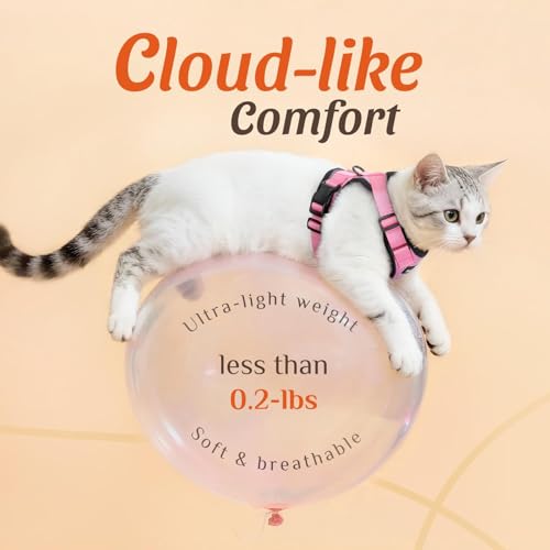 Dooradar Cat Harness and Leash Set, Escape Proof Safe Adjustable Kitten Vest Harnesses for Walking, Easy Control Soft Brea...