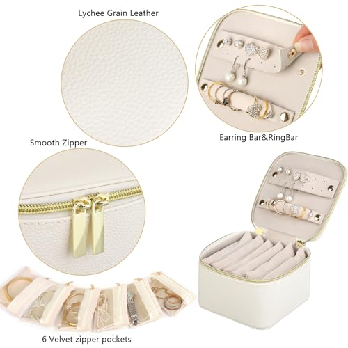 HofferRuffer Jewelry Box Organizer for Women Girls, Travel Jewelry Case with 6 Portable Zipper Bags, Jewelry Storage Ideal...