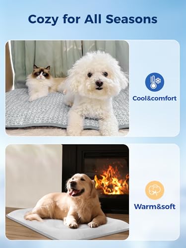 Rywell Dog Cooling Mat, 44”x32” Super Thick & Reversible Cooling Mat for Dogs, Arc-Chill 3.0 & PCM for Long-Lasting Cool a...