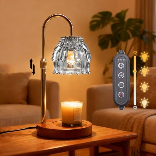 Candle Warmer Lamp with Timer and Dimmer 4-Level Dimmable Flower Light Heat Lamp for Jar Candles Adjustable Height Modern ...