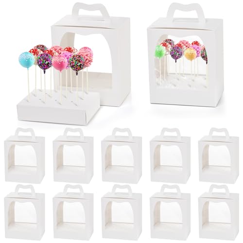 Nicunom 12 Pack Cake Pop Boxes, 18 Holes Cakes Pop Holder Cake Pops Packaging Boxes Gift Cakes Pop Stand Portable Lollipop...