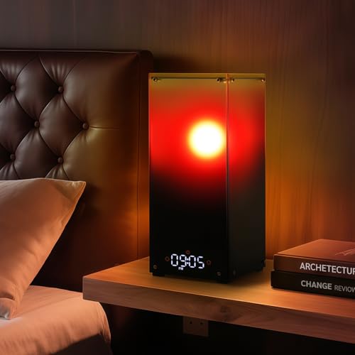 Sunset & Sunrise Table Lamp, Dimmable Ambient Desk Lamp with 6 White Noise Sounds, Touch & Remote Control with Timer for B...