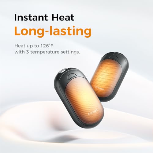 OCOOPA Magnetic Hand Warmers Rechargeable 2 Pack, UL Safety Heat 100-126°F, 3-Settings, Pocket-Sized, Max. 8 Hrs Long Last...