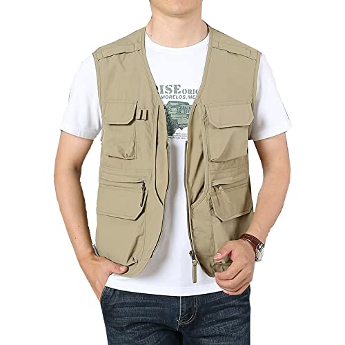 Perbai Men's Black Utility Fishing Vest Outdoor Summer Lightweight Work Photo Safari Cargo Vest