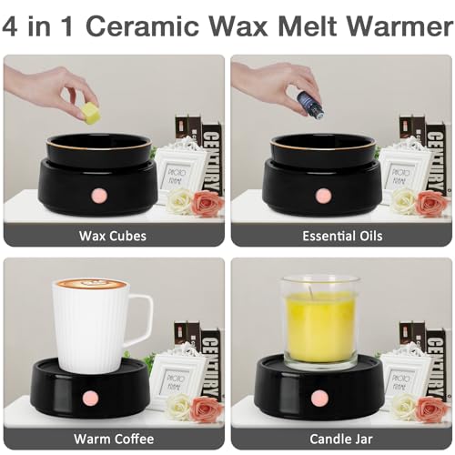 Electric Candle Warmer Ceramic Wax Melt Warmer Burner 3-in-1 Candle Warmer Plate for Scented Wax Jars Home Decor Fragrance...