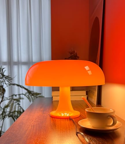 Anykonio Orange Mushroom Lamp, Mid Century Modern Table Lamp for Bedroom, Minimalist Mushroom Decor Bedside Small Lamps, 2...