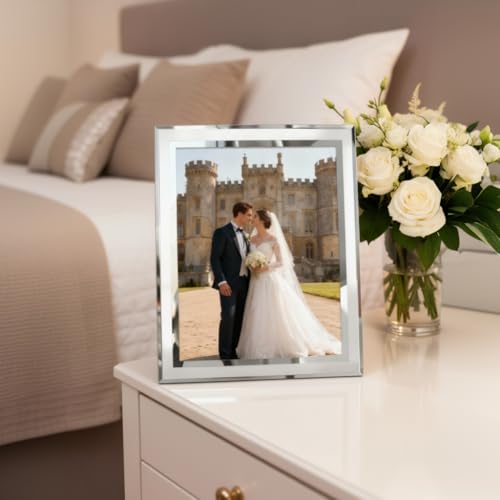 PETAFLOP 8x10 Picture Frame Glass Frames for 8 by 10 Pictures, Tabletop Display Vertically or Horizontally