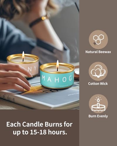 Scented Candles Gift Set, Natural Beeswax Aromatherapy Candles for Valentine's Day, Birthday, Christmas, Holiday Gift Idea...