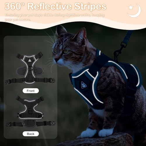 Cat Harness and Leash for Walking Soft Cat Harness Escape Proof, Adjustable Kitten Harness Cat Leash Reflective Strips Jac...