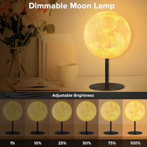 Moon Lamp Small Table Lamp for Bedroom, Dimmable Bedside Table Lamp with 30 Modes, Night Light Bedside Lamps for Night Sta...