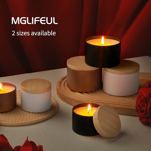 MGLIFEUL Candle Tins Jars Container Vessels for Making 4 8 Oz White Empty Candle Tins Can Gift Box Packaging Plate with Li...