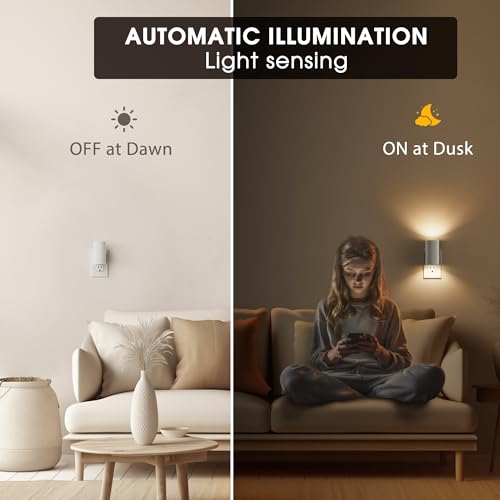 Briignite Night Lights Plug into Wall, Modern LED Night Light Plug in, Dusk to Dawn Sensor, Soft White 3000K, 0-100LM Adju...