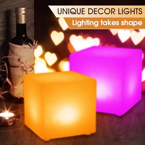 Frienda 4 Pcs Light up Cubes Cool Cosmic Cube Lights 16 Colors LED Mood Lamp Waterproof LED Light Cube for Nursery Home Pa...